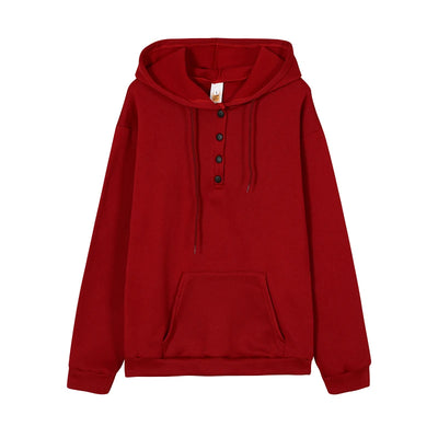 European and N Women's Long-sleeved Loose Casual Hooded Drawstring Pocket Hoodie - Smarsty