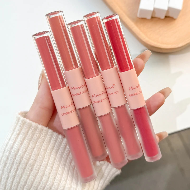 Double Ended Matte Lip Gloss Moisturizing Velvet Texture - Smarsty