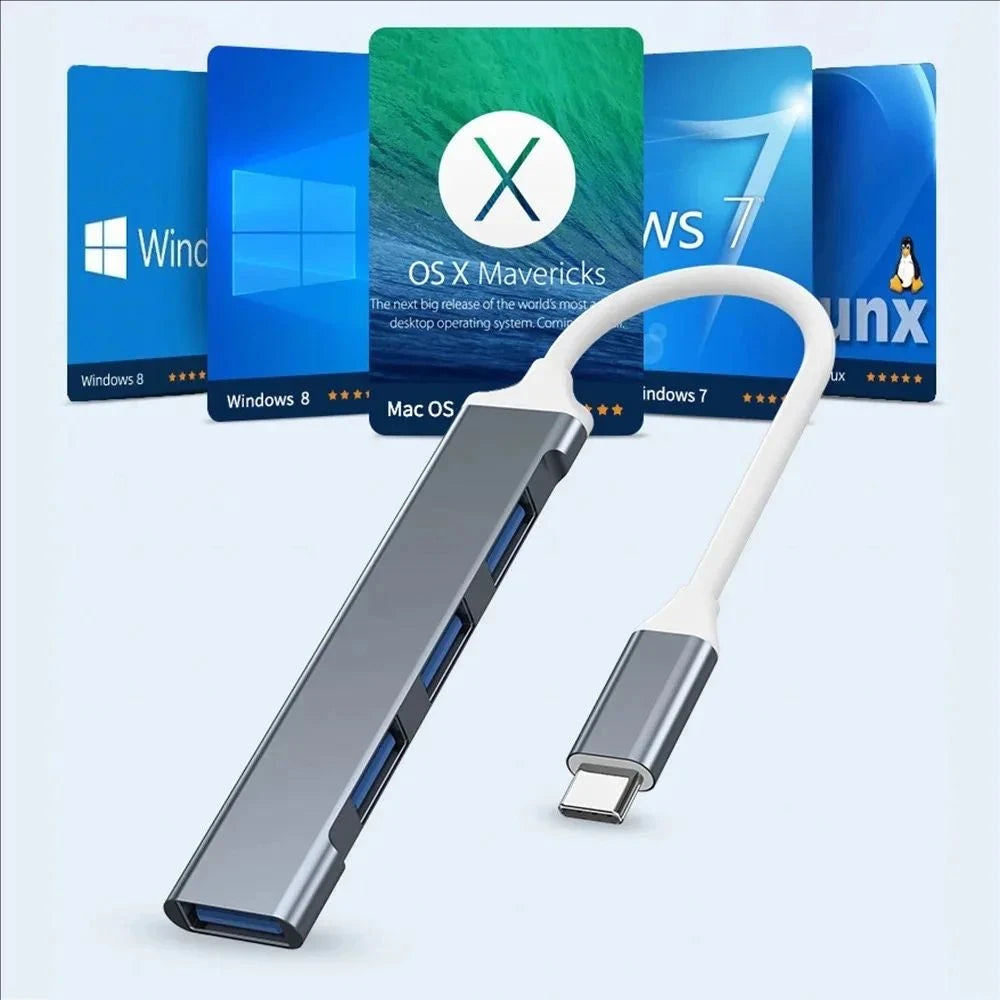 USB Type C Hub 4 Port Aluminum Alloy Multiport Adapter