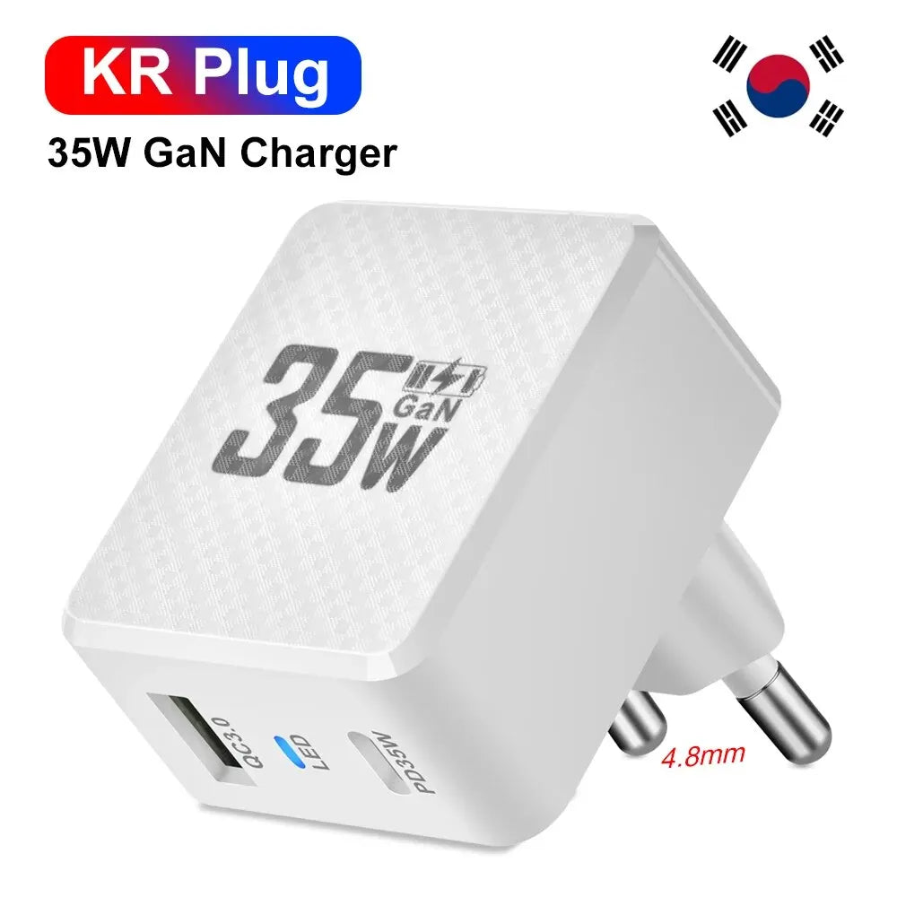 GaN USB C Charger 35W Fast Charge PD3 QC3 Compatible - Smarsty