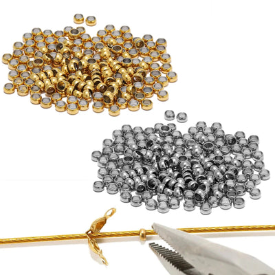 Stainless Steel Crimp End Beads Durable Rustproof Set100Pcs - Smarsty