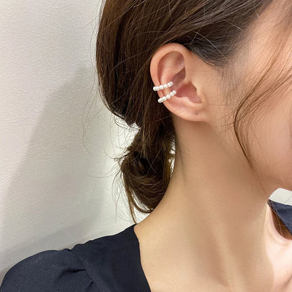 Korean Pearl Ear Cuff Clip Earrings Non Piercing Comfort - Smarsty