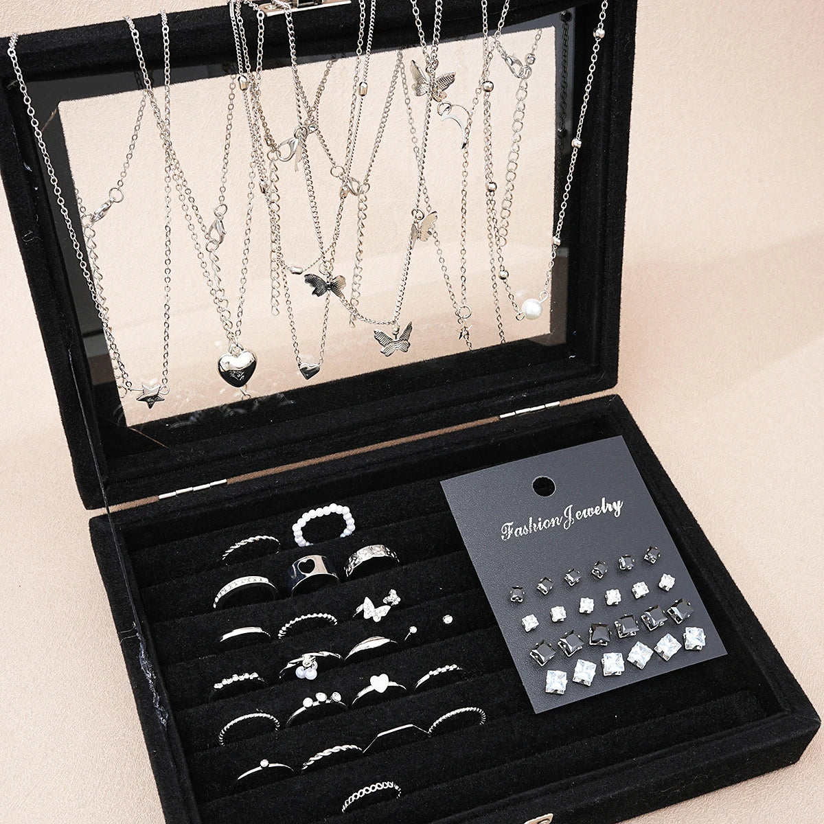 Silver Chic Jewelry Set For Women With Pearl Necklaces - Smarsty