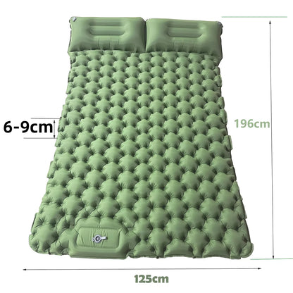 Camping Air Matt Double Sleeping Pad Inflatable Air Mat with Pillow Air Mattress Nature Hike Waterproof Folding Sleeping Mat