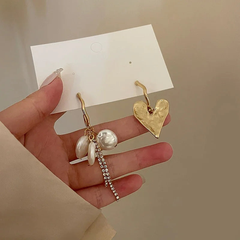 Baroque Heart Tassel Drop Earrings for Fashionable Women - Smarsty