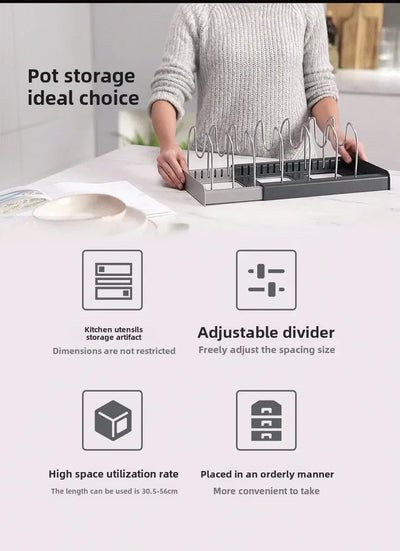 Expandable Pots and Pans Storage Rack for Cabinets Pot and Lid Holder with 6 Adjustable Shelves for Kitchen Organization Tools by Smarsty