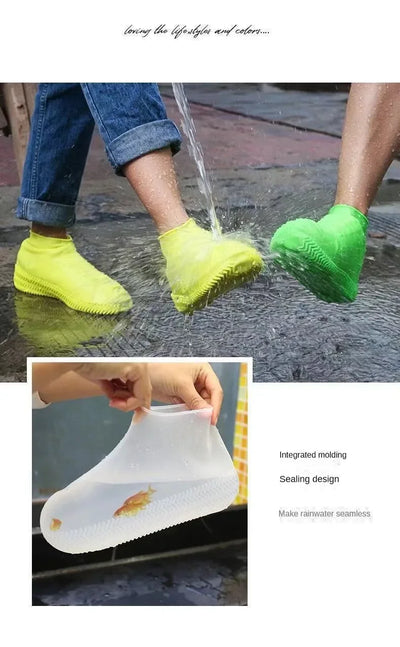 1 Pair Silicone WaterProof Shoe Covers Lip-resistant Rubber Rain Boot Rain Gear Overshoes Accessories for Outdoor Rainy Day - Smarsty