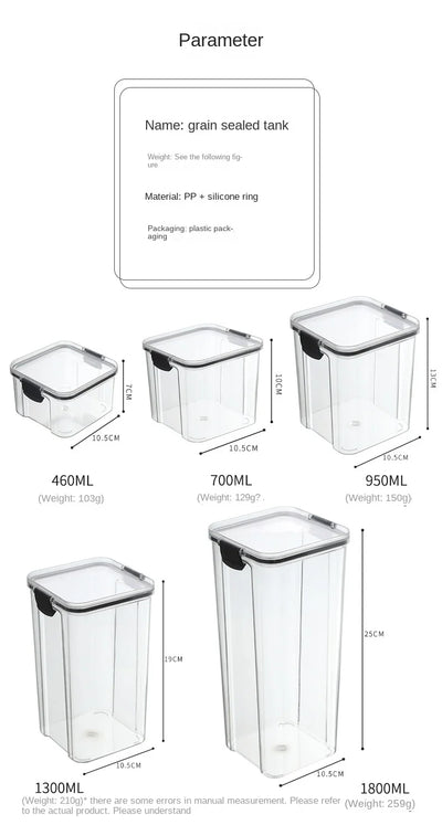Sealed Jars Kitchen Grain Storage Organizer Large Tank Plastic Moisture-proof Storage Box Household Seasoning Jars Set