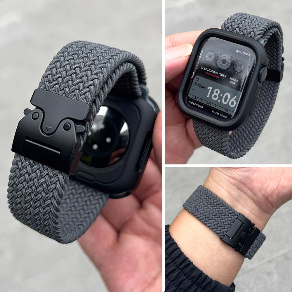 Parachute Straps for Apple watch 10 Band 46mm 42mm 45mm Ultra 49mm 44mm 41mm Braided bracelet correa iWatch Series 9 8 SE 5 6 7 - Smarsty