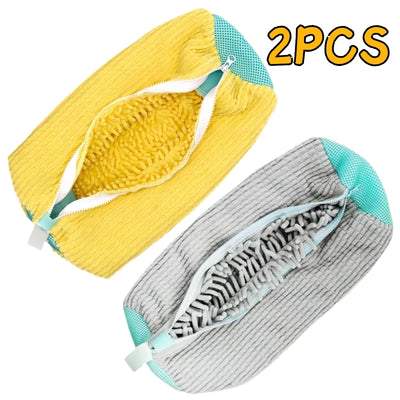 1/2/4PCS Shoe Washing Machine Bag with Liquid Shoe Brush Set Durable Laundry Shoe Bag and Soft Bristle Clean Brush for All Shoes - Smarsty