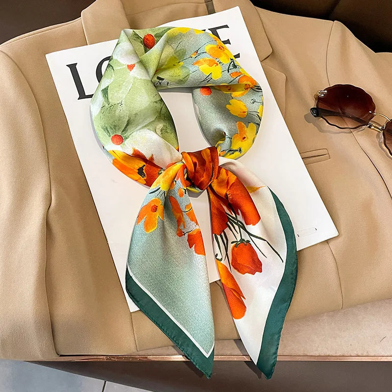 Satin Silk Square Scarf for Women Sun Protection - Smarsty