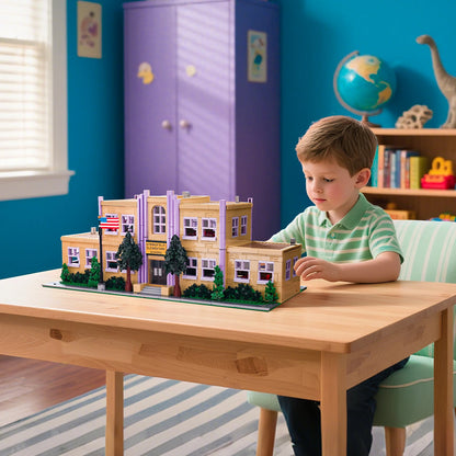 3500PCS Springfield Elementary School Building Blocks Idea Anime Street View Modular Architecture Brick Model Toy Christmas Gift