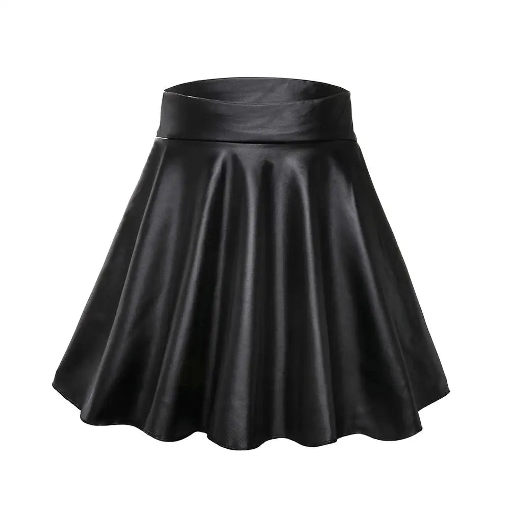 High Waist Elastic Mini Short Skirt Women Faux Leather Skirts - Smarsty