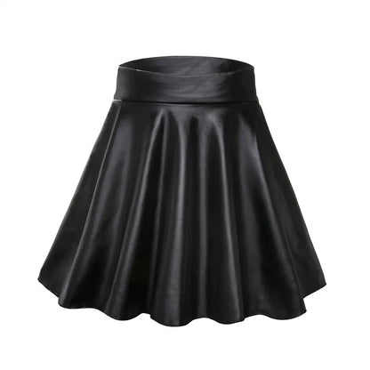 High Waist Elastic Mini Short Skirt Women Faux Leather Skirts - Smarsty