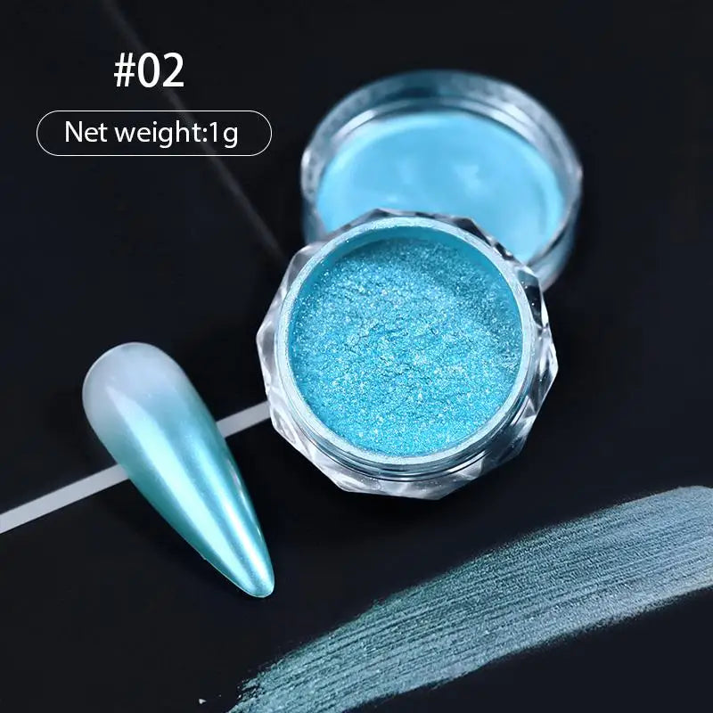 Aurora Pearl White Nail Glitter Powder for Stunning Designs - Smarsty