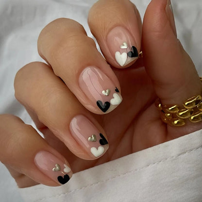 24 Piece Short Square Fake Nails with Colorful French Design - Smarsty