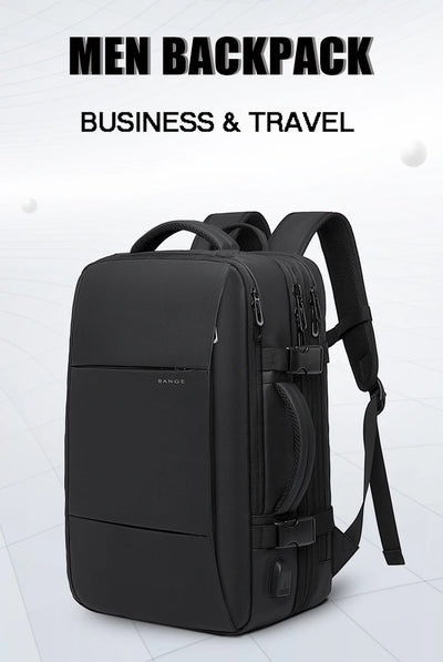 BANGE Travel Backpack Men Business Backpack School Expandable USB Bag Large Capacity 17.3 Laptop Waterproof Fashion Backpack - Smarsty