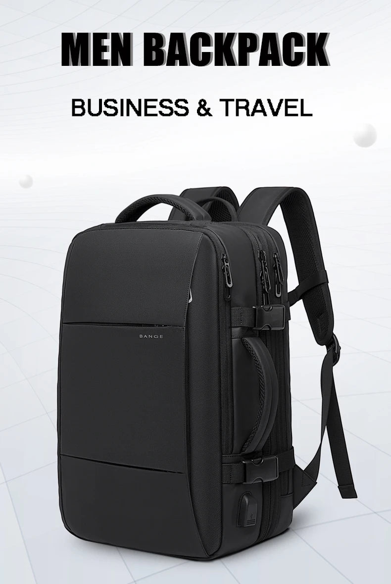 BANGE Travel Backpack Men Business Backpack School Expandable USB Bag Large Capacity 17.3 Laptop Waterproof Fashion Backpack - Smarsty