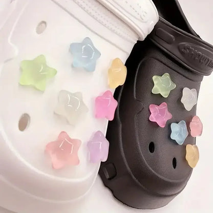 7/14pcs Glow-in-the-Dark Star Shoe Charms Easy Install Fun DIY hole shoes Buckles for Hole shoes