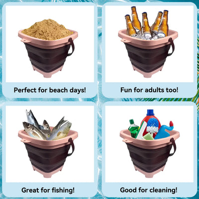 Children's collapsible bucket multi-functional small bucket seaside toys play sand portable play water catch the sea by Smarsty
