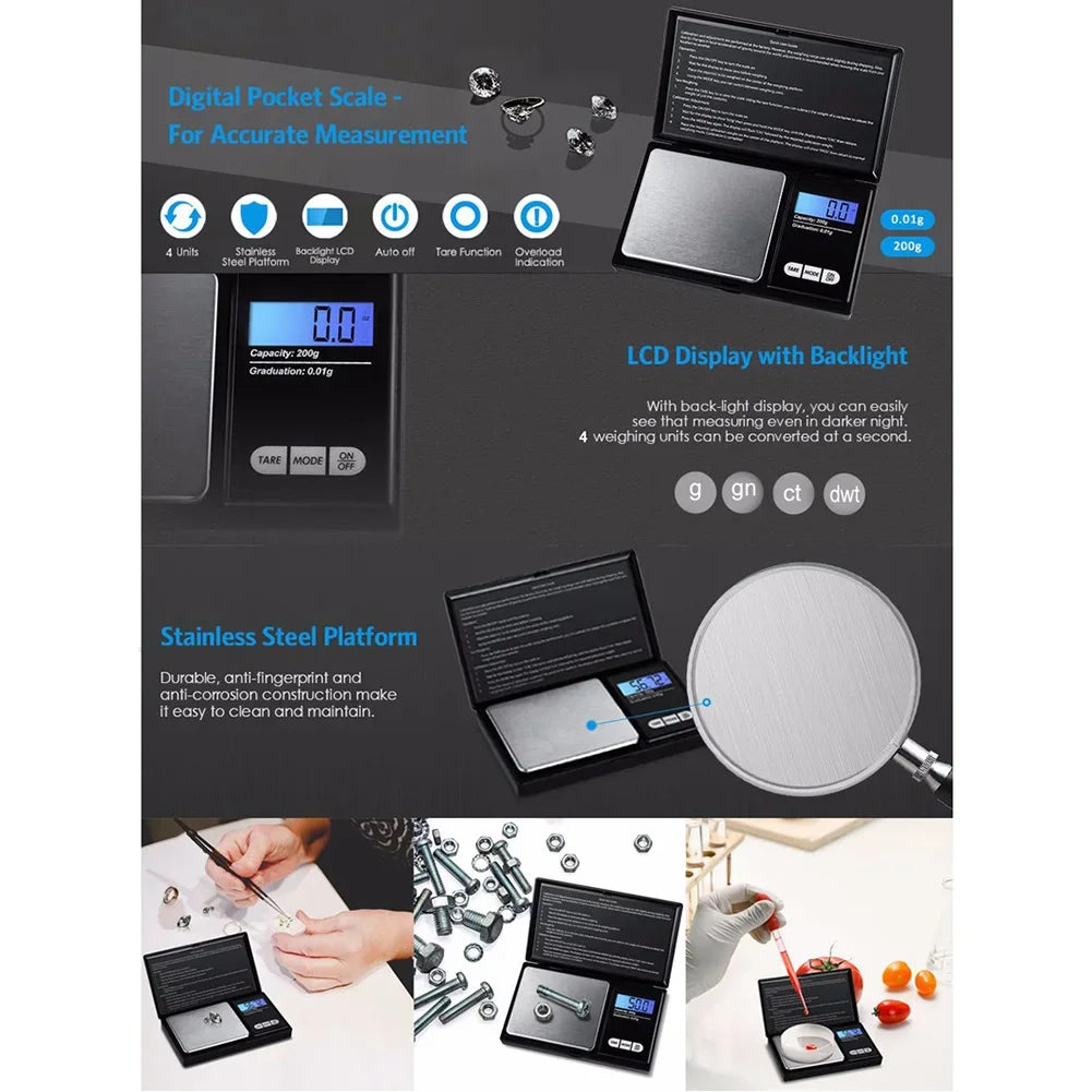 1kg/0.1g Gold Jewellery Weighing Scales Back-lit LCD Display Digital Scale High Precision Scale Auto Off for Jewelry Measurement