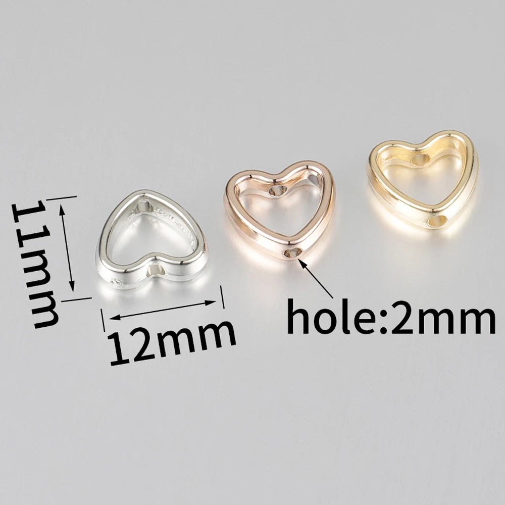 50pcs Heart Frame Beads Double Hole Spacers for Jewelry Making - Smarsty