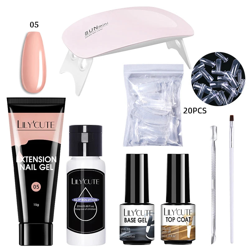 LILYCUTE Nail Gel Set with 6W LED Lamp for Quick Manicure - Smarsty