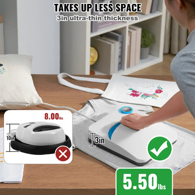 SucceBuy 9x9/12x10 in Portable Heat Press Machine DIY Shirt Printing Multifunctional Sublimation Transfer HTV Vinyl T-shirt Bag - Smarsty
