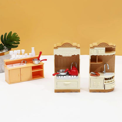 Dollhouse Furniture Kitchen Play Set Miniature Refrigerator 1:12 Mini Food Living Room Sofa Set Pretend Play Accessores Toy by Smarsty