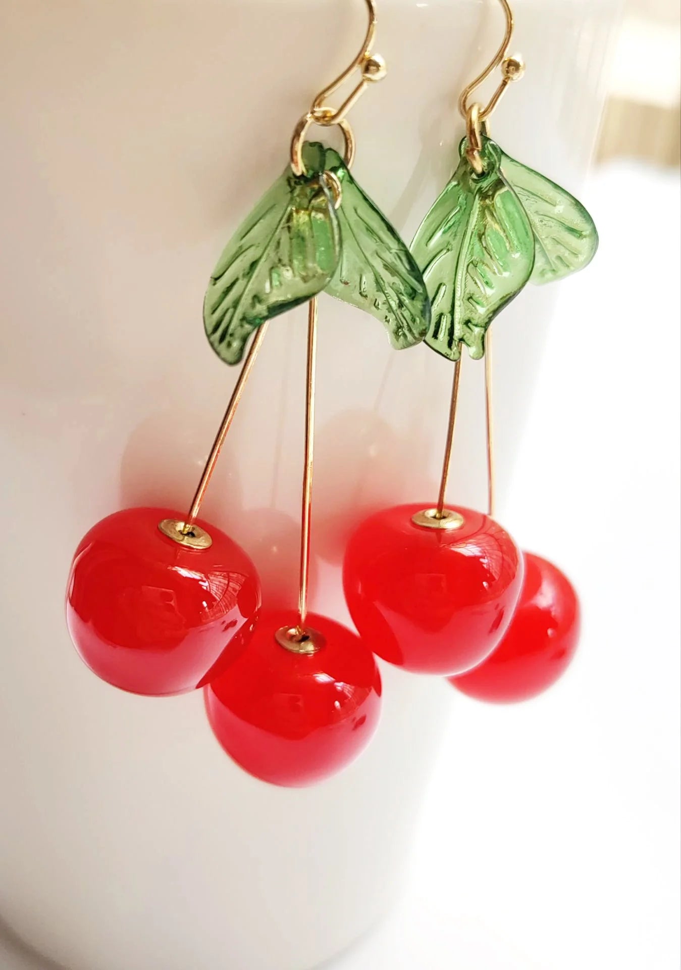 Cute Cherry Drop Earrings for Women - Trendy Summer Jewelry - Smarsty