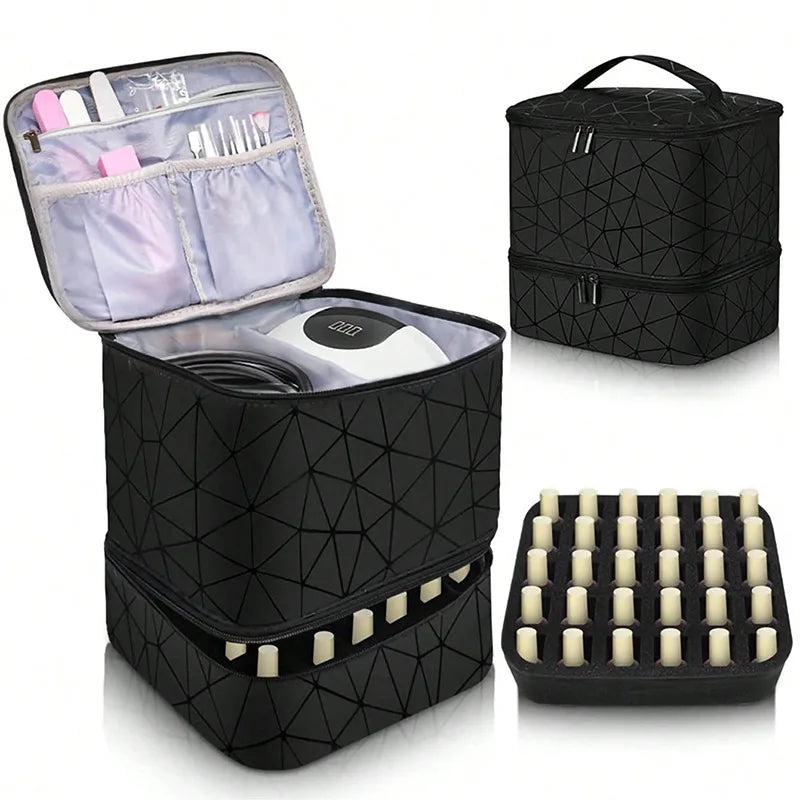 Portable Nail Polish Organizer Bag With Double Layer - Smarsty