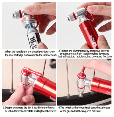 ThinkRider CO2 Pump For Bicycle Schrader Presta Adapter Bike Pump Inflator Aluminum Tire Tube Mini size MTB Bicycle Pumps CO2 Ca - Smarsty