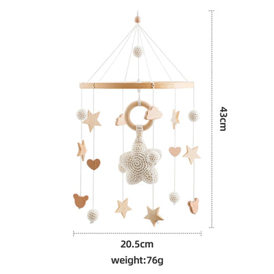 Baby Crib Mobile Bed Bell Rattle Toys Wooden Crochet Stars Pendant Bed Bell Toys Newborn Comfort Crib Bracket Hanging Toys Gifts by Smarsty