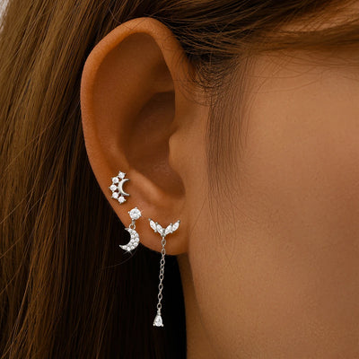 Sterling Silver Heart Zircon Stud Earrings Elegant Gift - Smarsty