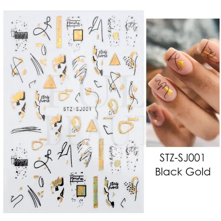 3D Holographic Geometry Nail Stickers for Stunning Decor - Smarsty