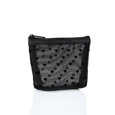 Heart Shaped Nylon Mesh Cosmetic Bag Zipper Organizer - Smarsty