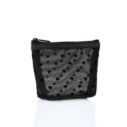 Heart Shaped Nylon Mesh Cosmetic Bag Zipper Organizer - Smarsty