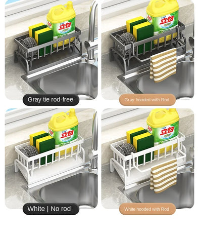 Kitchen Sink Draining Rack with Cleaning Cloth Storage - Smarsty