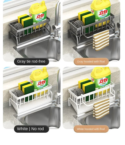 Kitchen Sink Draining Rack with Cleaning Cloth Storage - Smarsty