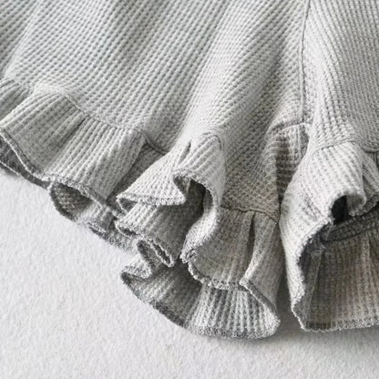 Casual Elastic-waisted Sweatpants Fashion Y2K Summer Waffle Shorts High Waist Lace Hot Pants Women