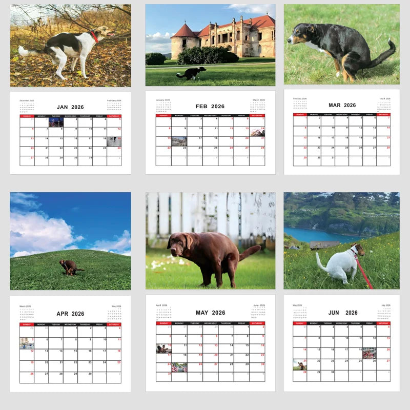 2026 Pooping Dog Calendar-Year Monthly Planner & Agenda Schedule Organizer Wall Calendar Funny Party Gag Gifts for Friends - Smarsty