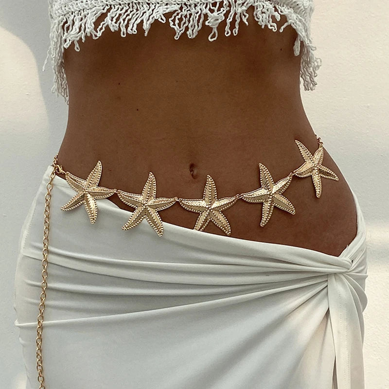 Vintage Metal Starfish Belly Chain for Women - Smarsty