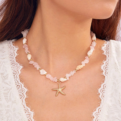 Bohemian Starfish Pendant Beaded Bracelet for Women - Smarsty