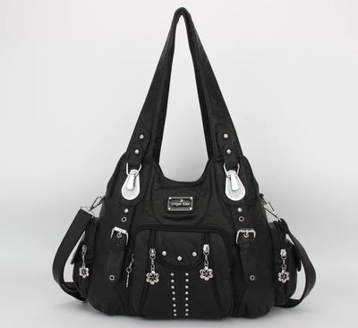 Angelkiss PU Leather Women Shoulder Bag Zipper Closure - Smarsty