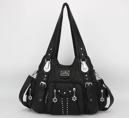 Angelkiss PU Leather Women Shoulder Bag Zipper Closure - Smarsty