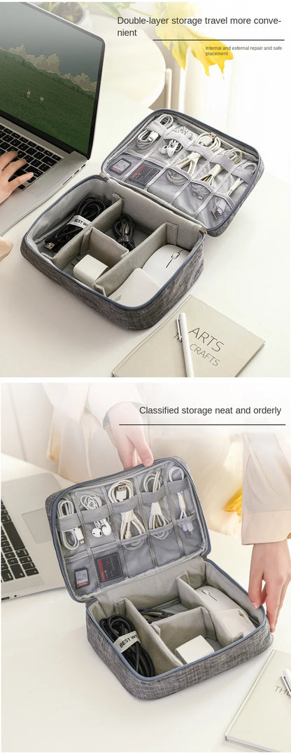 Travel Electronics Storage Bag With High Capacity Cables - Smarsty