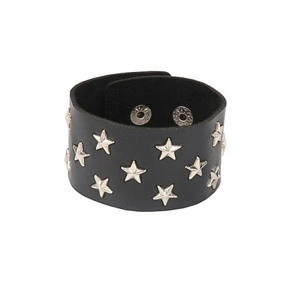 90s Punk Style PU Leather Spiked Bracelet - Smarsty