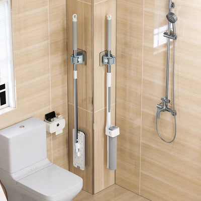 Mop Storage Storage Rack Bathroom Suction Hanging Pipe Traceless Mop Clip Broom Hanger Wall-Mounted Waterproof Mop Rack by Smarsty