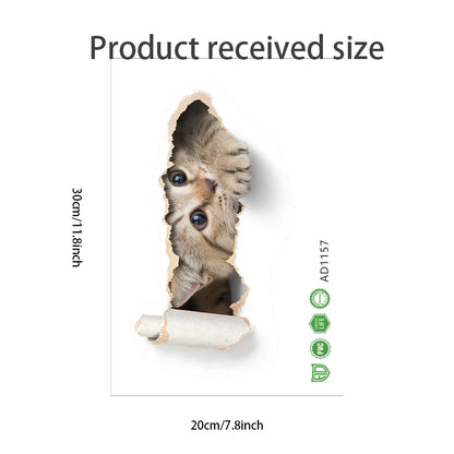 3D Effect Peeping Kitten Toilet Sticker Waterproof Design - Smarsty