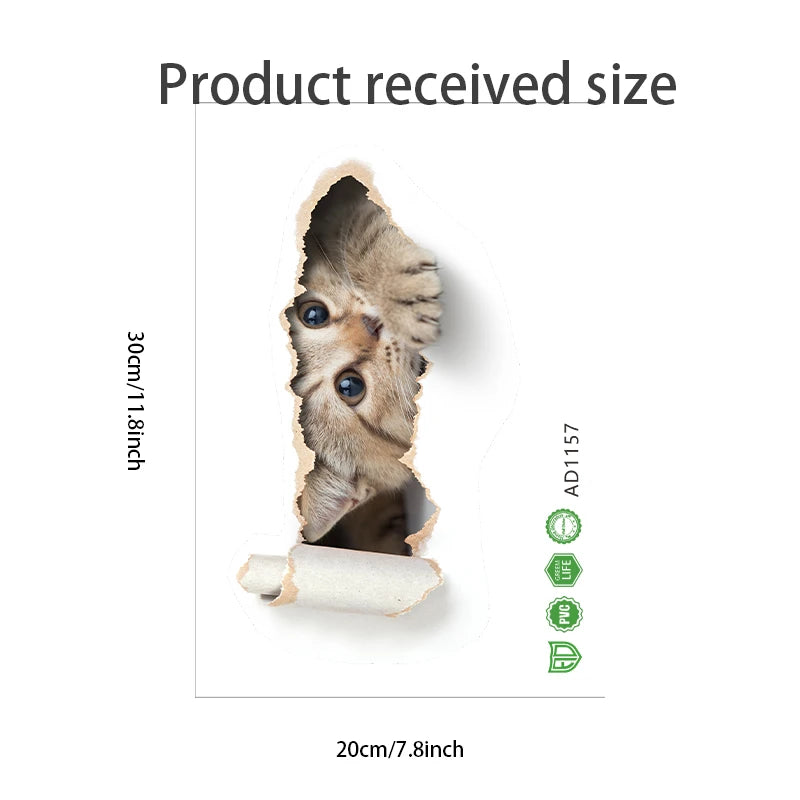 3D Effect Peeping Kitten Toilet Sticker Waterproof Design - Smarsty
